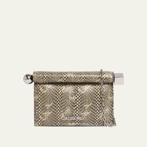 Jacquemus La Petit Pochette Rond Snakeskin-Embossed Clutch Bag